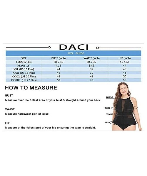 One-Pieces Plus Size One Piece Swimsuit for Women High Neck Plunge Mesh Cutout Monokini Swimwear - Black Feather - CX198Q4MSX5