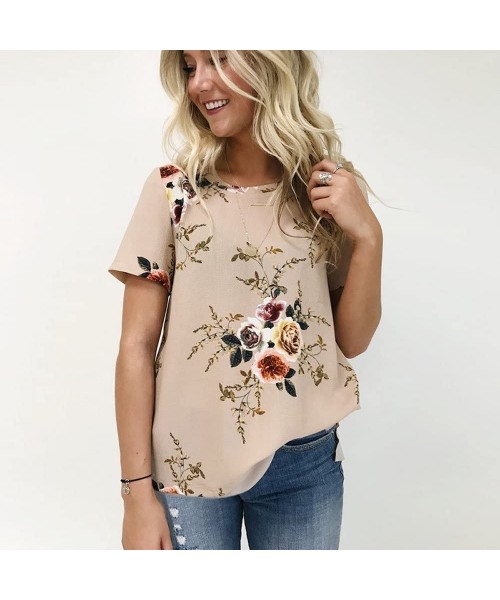 Tops Clearance Sale! Women Shirts WEUIE Floral V Neck Print Loose Beach Ladies Casual T Shirt Tops Blouse Top - Z05 - CL18NZZ...