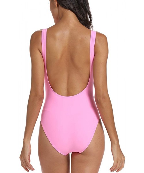 One-Pieces Team Bride Letter Print Diamond Pattern One Piece Swimsuit Bathing Suits - Pink - CA18ED58KA0