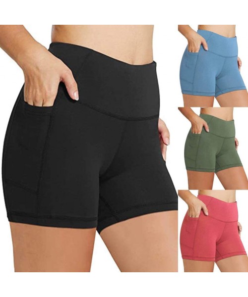 Cover-Ups Yoga Shorts for Women with Pockets-High Waist Out Pocket Yoga Short Tummy Control Workout Running Athletic Yoga Sho...