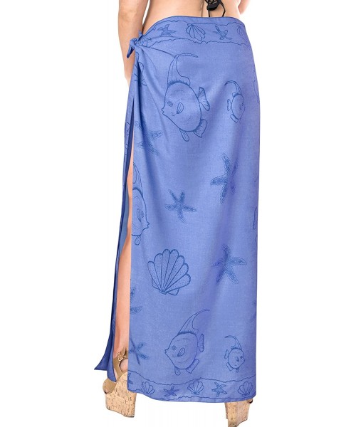 Cover-Ups Women's Wrap Beach Swimwear Cover Up Pareo Tie Sarong Skirt Full Long A - Blue_b293 - CU18063QAZ8