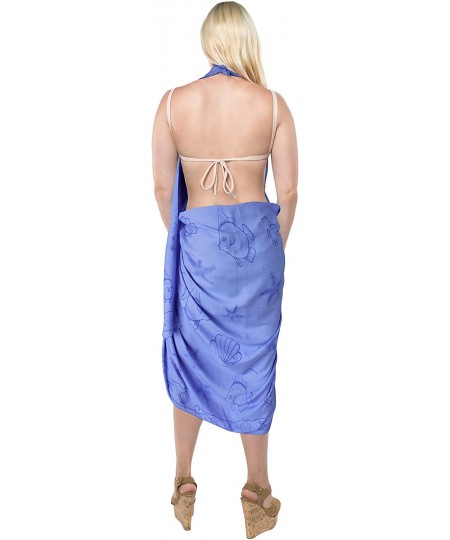 Cover-Ups Women's Wrap Beach Swimwear Cover Up Pareo Tie Sarong Skirt Full Long A - Blue_b293 - CU18063QAZ8