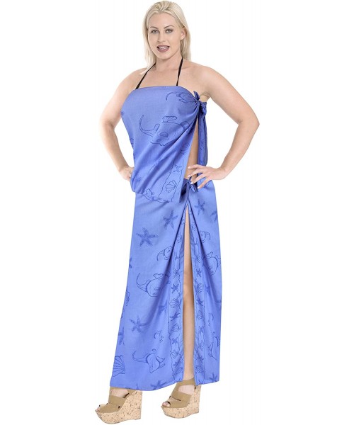 Cover-Ups Women's Wrap Beach Swimwear Cover Up Pareo Tie Sarong Skirt Full Long A - Blue_b293 - CU18063QAZ8