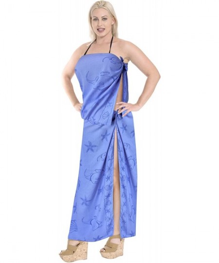 Cover-Ups Women's Wrap Beach Swimwear Cover Up Pareo Tie Sarong Skirt Full Long A - Blue_b293 - CU18063QAZ8