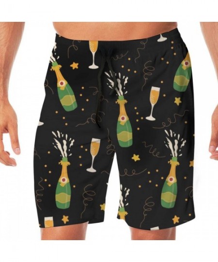 Board Shorts Men Beach Shorts Swim Trunks Baseball Stitches Softball Laces Swimsuit Pants - Champagne Beer Drink - C0199LS5GN9