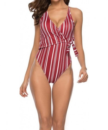 Sets one Piece Swimsuits for Women-Women Printing Bandage Bikini Set Brazilian Swimwear Beachwear Swimsuit - Red - CV18SD5TMES