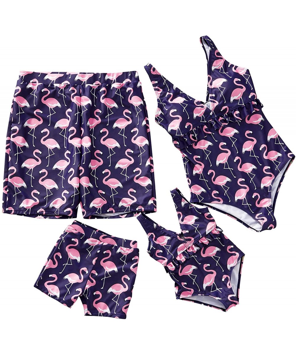 One-Pieces Mommy and Me Swimsuit One Piece Leaves Printed V Neck Family Matching Swimwear - CX18OX9S3D4