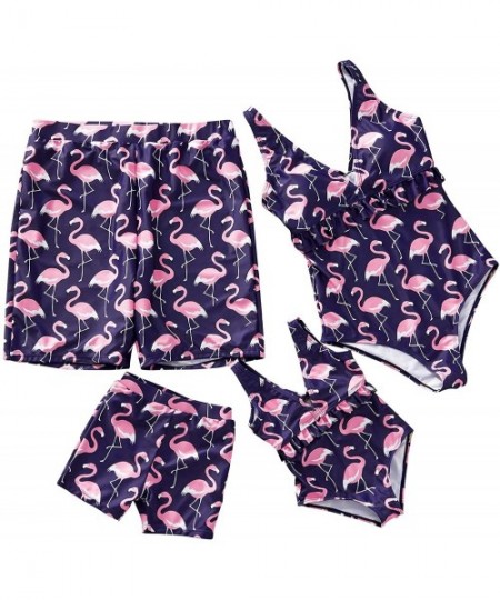 One-Pieces Mommy and Me Swimsuit One Piece Leaves Printed V Neck Family Matching Swimwear - CX18OX9S3D4