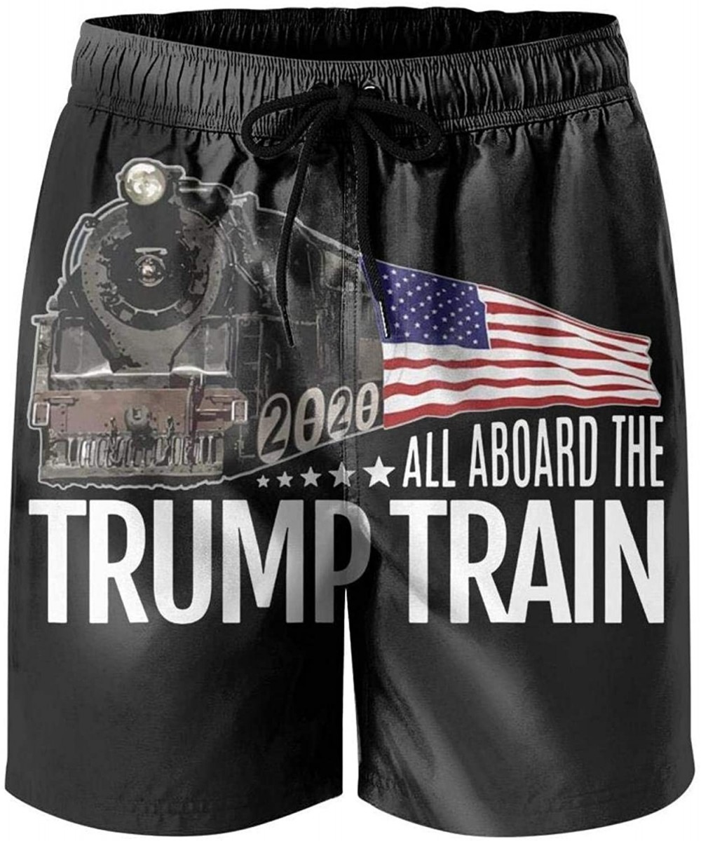 Board Shorts Solid Men's Swimming Trunks Trump Train 2020 American Flag Quick Dry Beach Board Shorts with Mesh Lining - Trump...