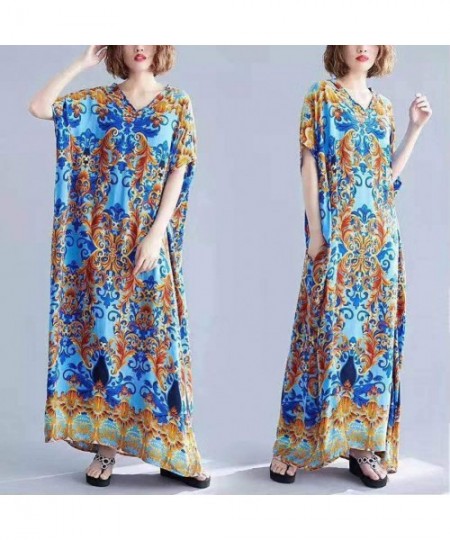 Cover-Ups Women's Summer Dress Caftan Tunic Kimono Beachwear Cover Up Maxi Casual Dress (Free Size) - 46 - CJ199NKXI6Z