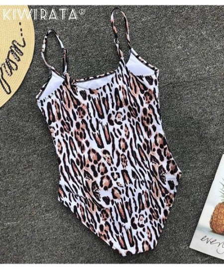 One-Pieces Sexy One Piece Swimsuit Women Swimwear Female Solid Bikini Thong Backless Monokini Bathing Suit - 3 Leopard - CT18...