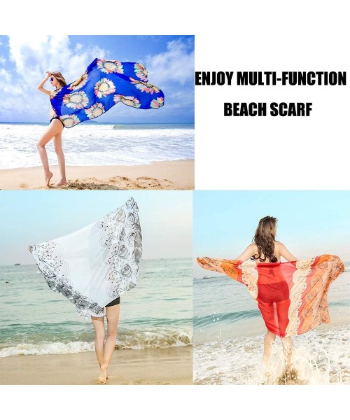 Cover-Ups Women Chiffon Scarf Summer Beach Wrap Skirt Swimwear Bikini Cover-up - Usa Chicago Skyline Night View - CG190HKQLR9