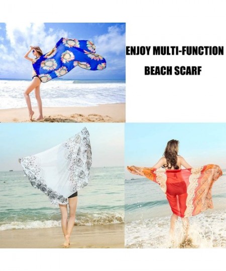 Cover-Ups Women Chiffon Scarf Summer Beach Wrap Skirt Swimwear Bikini Cover-up - Usa Chicago Skyline Night View - CG190HKQLR9