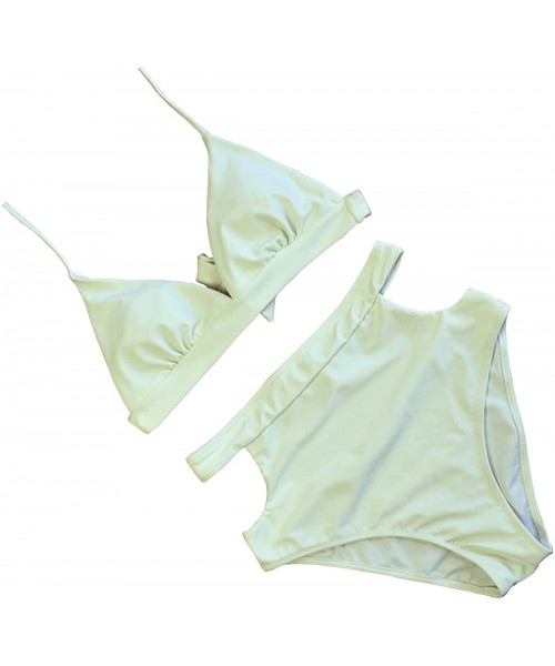 Sets Women's 2 Pieces Bikini Top High Waist Cutout Bottom Swimsuits - Light Peppermint Green - CT1896LIX66