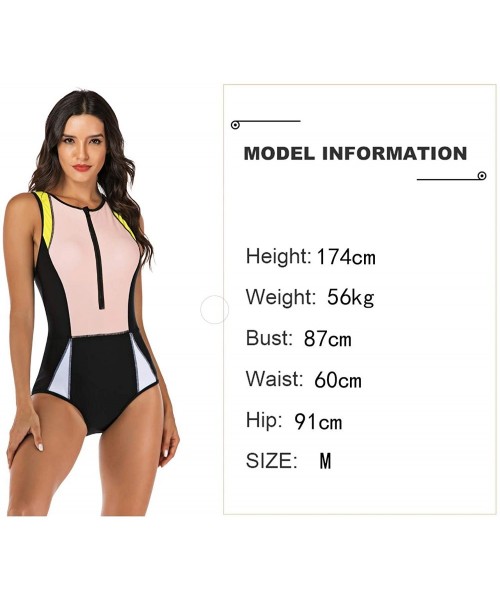 One-Pieces Women's Rashguard Half Sleeve One Piece Zip UV Protection Surfing Swimsuit Swimwear Bathing Suits - Peachy Beige -...