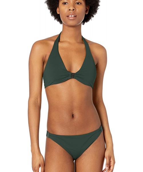 Tankinis Women's Side Buckle Hipster Bikini Swimsuit Bottom - Olive - CR18ZMM7OWG