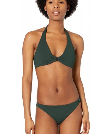 Tankinis Women's Side Buckle Hipster Bikini Swimsuit Bottom - Olive - CR18ZMM7OWG