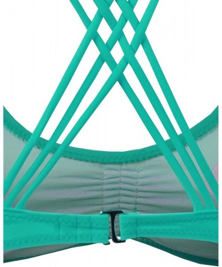 Tops Womens Solid Crisscross X Back Bikini Swim Top with Removal Pad - Doubldowsw381_mint - CM12GGD6MHB