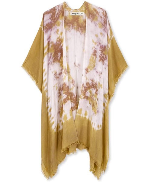 Cover-Ups Women's Beach Coverup Swimsuit Kimono Cardigan with Tie Dye Print - C1 Tie-dye Mustard - C219DEKKH6Z