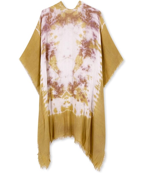 Cover-Ups Women's Beach Coverup Swimsuit Kimono Cardigan with Tie Dye Print - C1 Tie-dye Mustard - C219DEKKH6Z