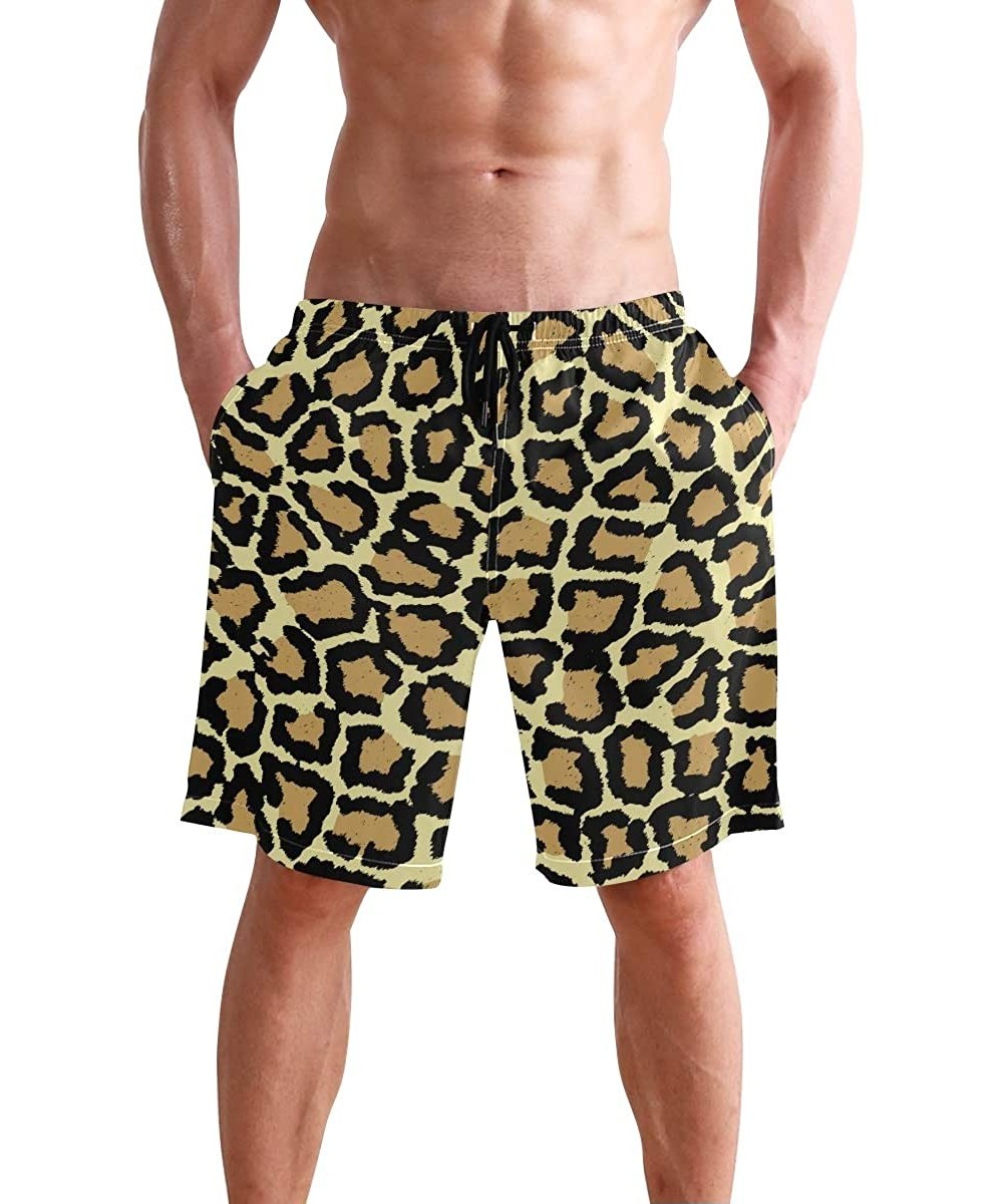 Trunks Colorful Leopard South Carolina Men's Swim Trunks Beach Shorts with Pockets - Leopard Print - CE18Q522RZ0