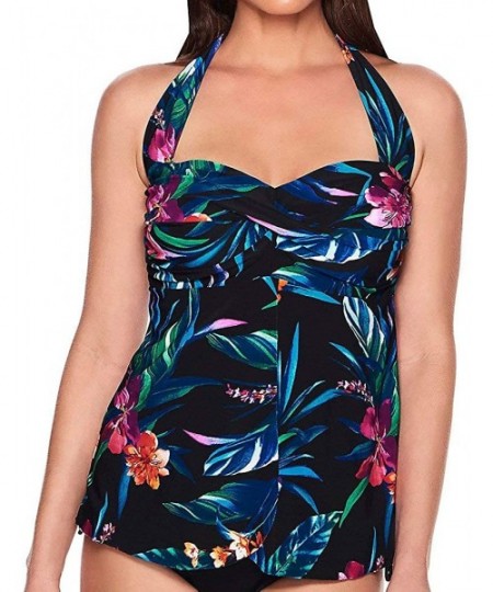 Tops Women's Sweet Dreams Bethany Halter Tankini Swim Top 6528134 - Multi Floral - C8194HQA02R