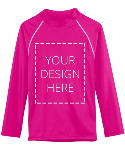 Rash Guards Adult Unisex Custom/Personalized Long Sleeve Rash Guard- UPF 50+ - Fuchsia - C312M45GGWV