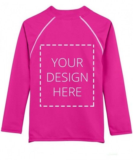 Rash Guards Adult Unisex Custom/Personalized Long Sleeve Rash Guard- UPF 50+ - Fuchsia - C312M45GGWV