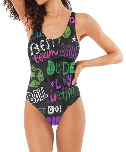 One-Pieces Womens 2019 Pop Art Style One Piece Monokini Swimsuit Sexy Backless Retro Bathing Suit - Basketball Cool Dude - CI...