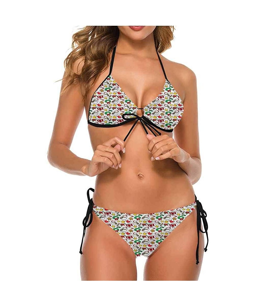 Bottoms Swimwear Christmas- Doodle Style Xmas Baubles Fits All Different Body Types - Multi 09-two-piece Swimsuit - CI19E733EZW