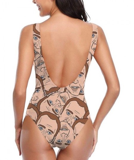 One-Pieces Women's One Piece Swimsuits High Cut Low Back Bikini U-Neck Bathing Suits Sexy Backless Nicolas Cage Swimwear - 4 ...