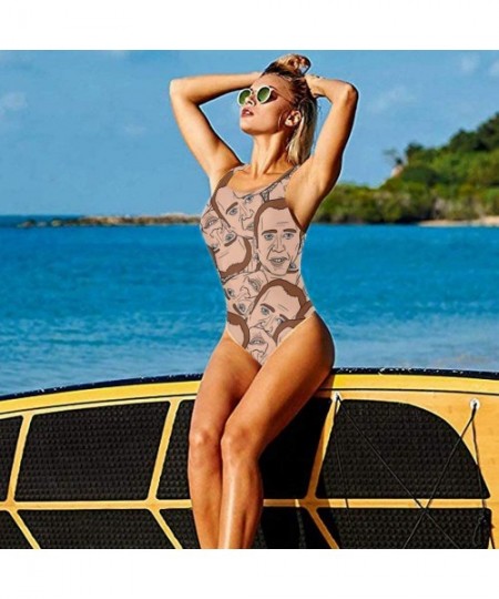 One-Pieces Women's One Piece Swimsuits High Cut Low Back Bikini U-Neck Bathing Suits Sexy Backless Nicolas Cage Swimwear - 4 ...