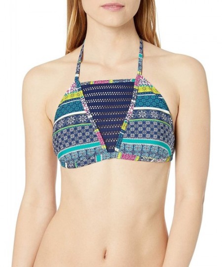 Sets Women's High Neck Bikini Swim Top - Tahiti Stripe - CU18ZRKE6ZZ