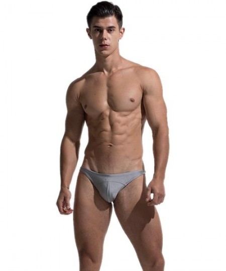 Trunks Men's Summer Solid Swimwear Briefs Low Waist Sexy Bikini Beach Swimming Trunks S204 - Gray - CH18U3HHAHH