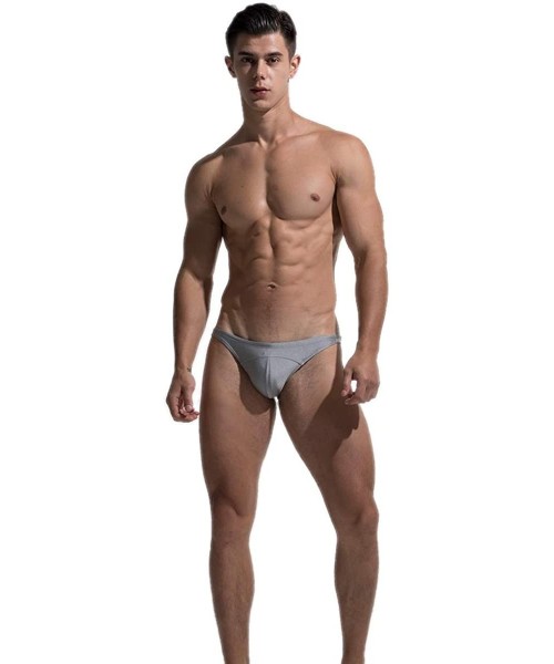 Trunks Men's Summer Solid Swimwear Briefs Low Waist Sexy Bikini Beach Swimming Trunks S204 - Gray - CH18U3HHAHH