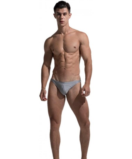 Trunks Men's Summer Solid Swimwear Briefs Low Waist Sexy Bikini Beach Swimming Trunks S204 - Gray - CH18U3HHAHH