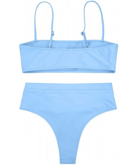 Sets Womens Sexy High Waist Bandage Bikini Beachwear Swimsuit - Blue - CP190Z75UAI