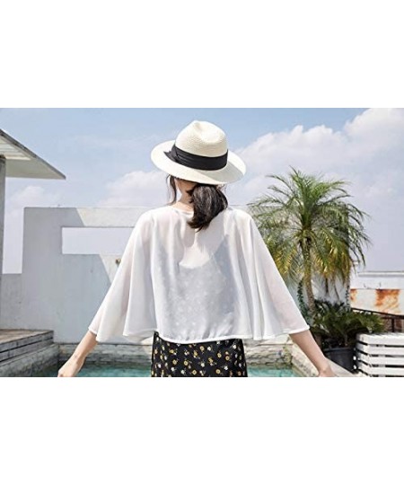 Cover-Ups Women's Fashion Chiffon Shrug Sun Protection Blouses Lace Shawl Scarf Sleeves Beach Cover up Sunscreen Cuff G129whi...