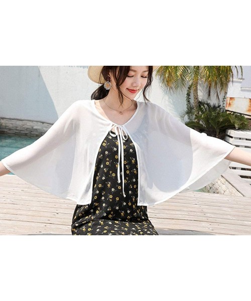 Cover-Ups Women's Fashion Chiffon Shrug Sun Protection Blouses Lace Shawl Scarf Sleeves Beach Cover up Sunscreen Cuff G129whi...