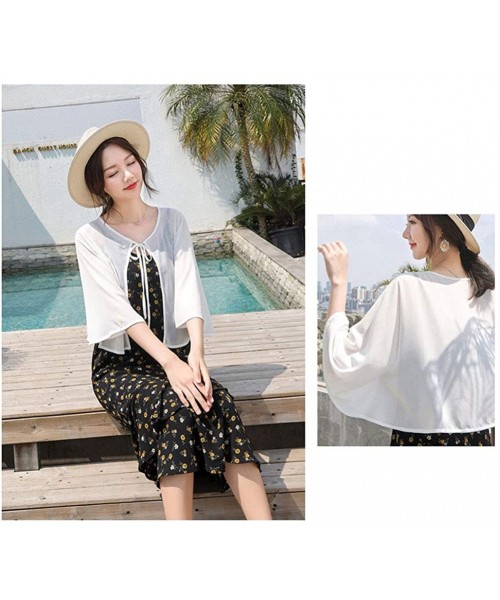 Cover-Ups Women's Fashion Chiffon Shrug Sun Protection Blouses Lace Shawl Scarf Sleeves Beach Cover up Sunscreen Cuff G129whi...