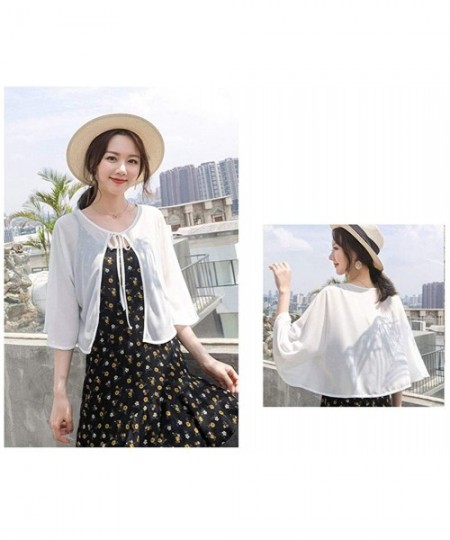 Cover-Ups Women's Fashion Chiffon Shrug Sun Protection Blouses Lace Shawl Scarf Sleeves Beach Cover up Sunscreen Cuff G129whi...