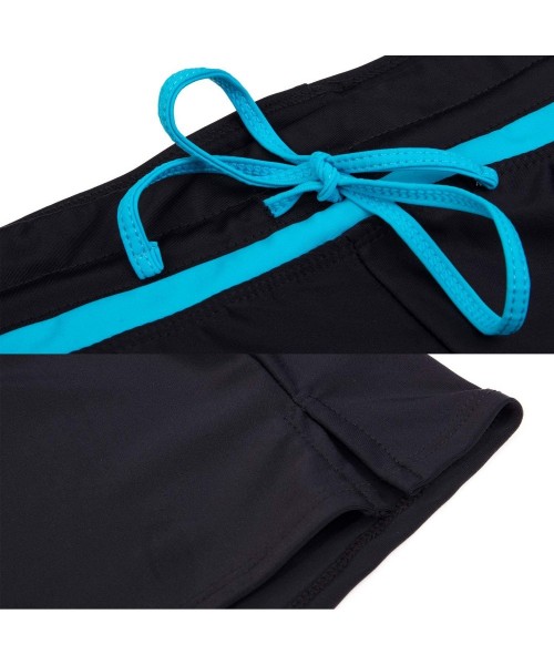 Board Shorts Womens Waistband Side Split Swim Shorts with Panty Liner Plus Size Smooth - Black Blue - CJ18TWEZ7R7