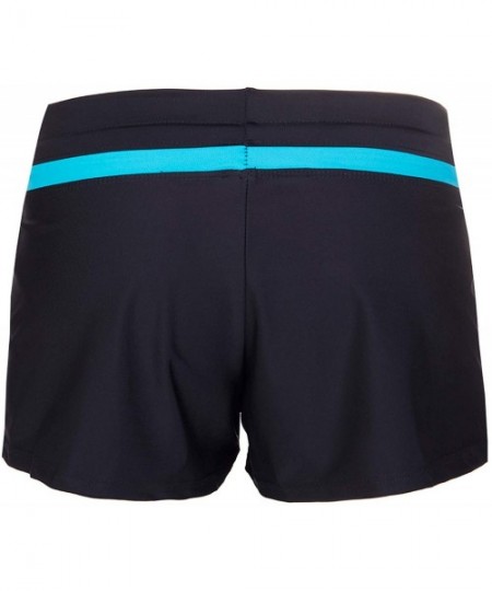 Board Shorts Womens Waistband Side Split Swim Shorts with Panty Liner Plus Size Smooth - Black Blue - CJ18TWEZ7R7