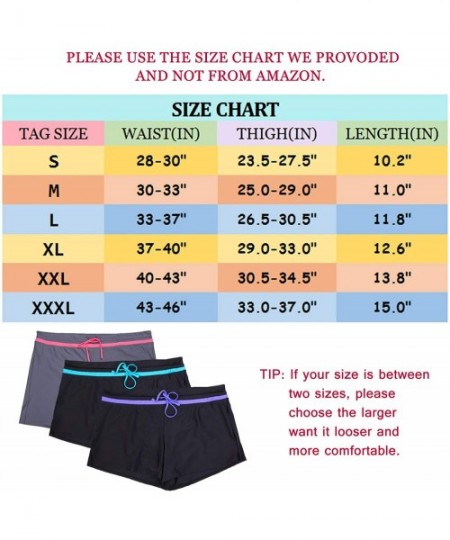 Board Shorts Womens Waistband Side Split Swim Shorts with Panty Liner Plus Size Smooth - Black Blue - CJ18TWEZ7R7