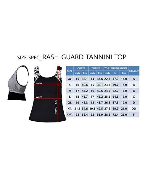 Rash Guards Women Plus Size UPF50+ Swim Tankini Sleeveless Bra Top Rash Guard - Navy - CY122FSSXOL