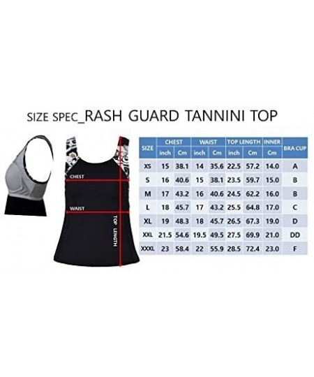 Rash Guards Women Plus Size UPF50+ Swim Tankini Sleeveless Bra Top Rash Guard - Navy - CY122FSSXOL