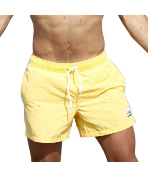 Board Shorts Men's Beach Wear Swimwear Quick Dry Boardshorts Surf Swim Trunks Shorts - Yellow - C118RQYWQ5I