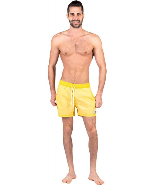 Board Shorts Men's Beach Wear Swimwear Quick Dry Boardshorts Surf Swim Trunks Shorts - Yellow - C118RQYWQ5I