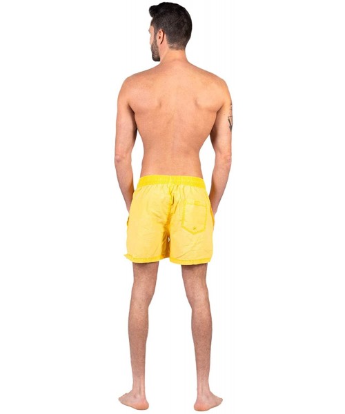 Board Shorts Men's Beach Wear Swimwear Quick Dry Boardshorts Surf Swim Trunks Shorts - Yellow - C118RQYWQ5I