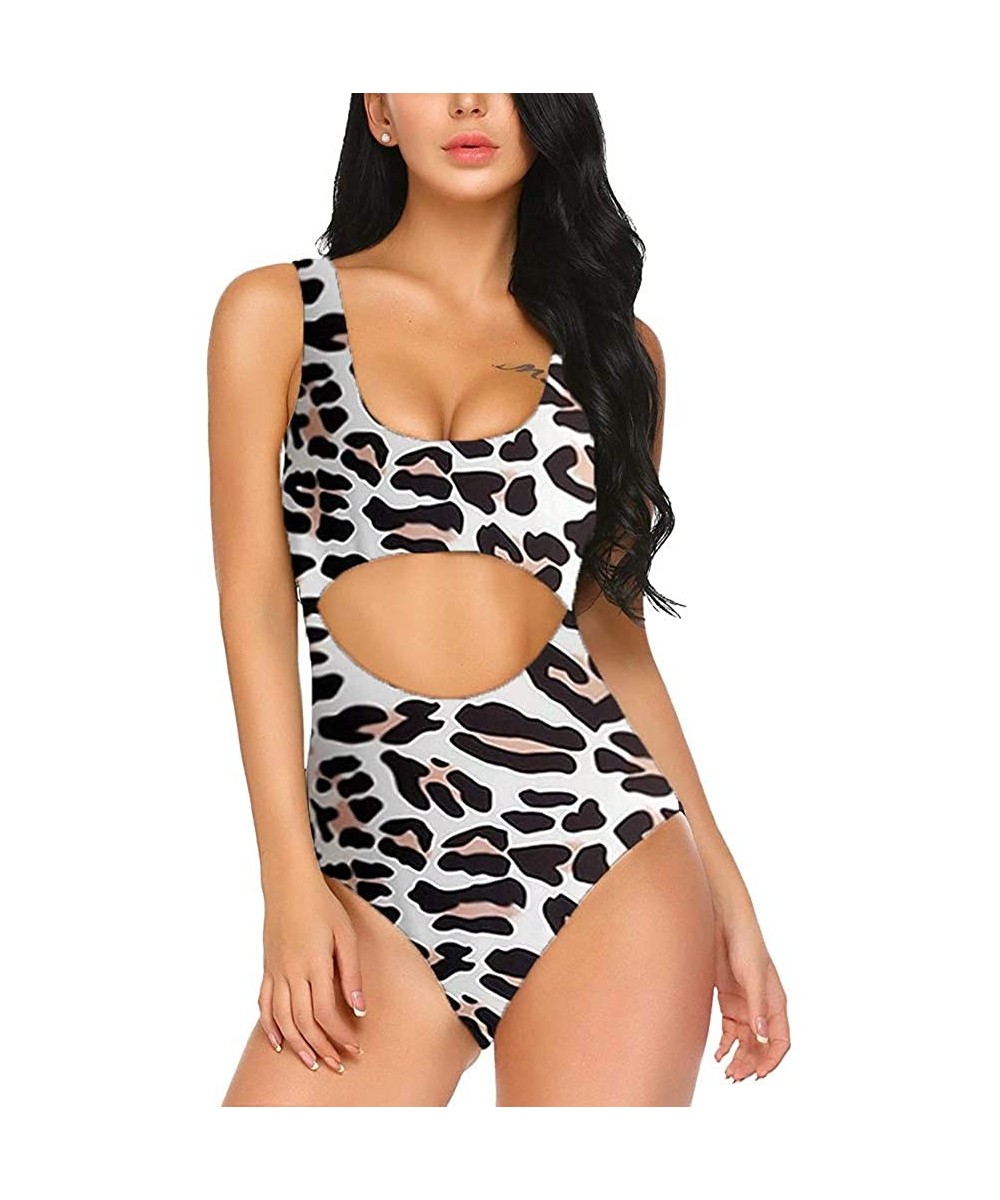 One-Pieces Women Cut Out Monokini Tribal Print High Waist Padded One Piece Swimsuit Tummy Control Swimwear - B-leopard - C219...